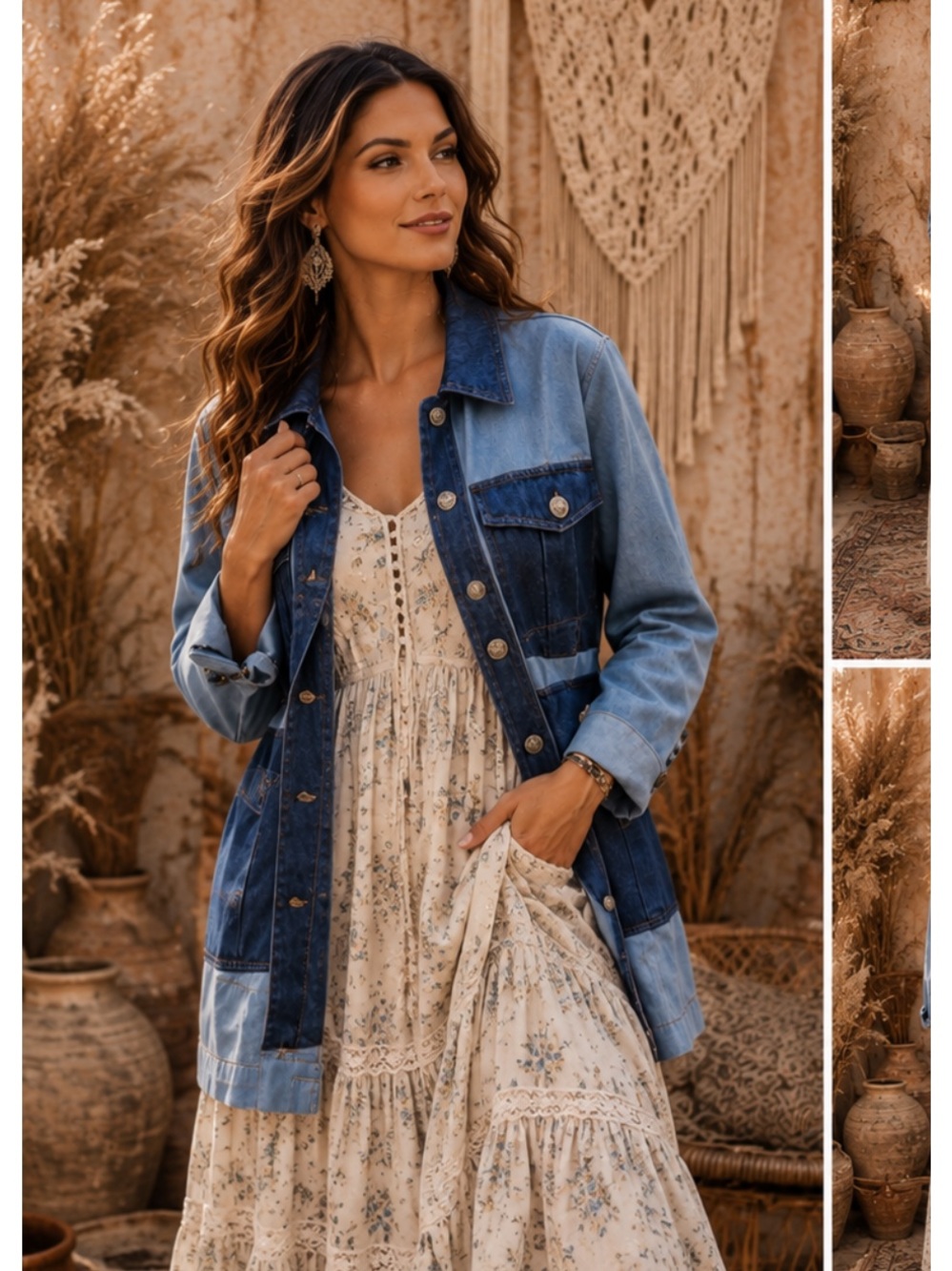 🆕 BLUE B Boutique Two Tone Belted Denim
Twill Jacket